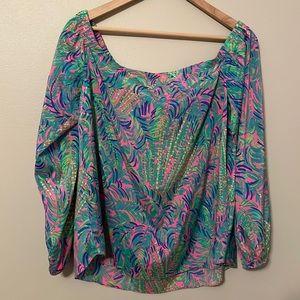 Beautiful Lilly Pulitzer Top Silk Blouse Size L Large